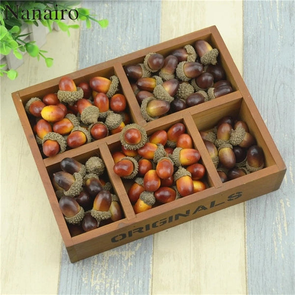 HarvestCharm Artificial Acorns 50pcs